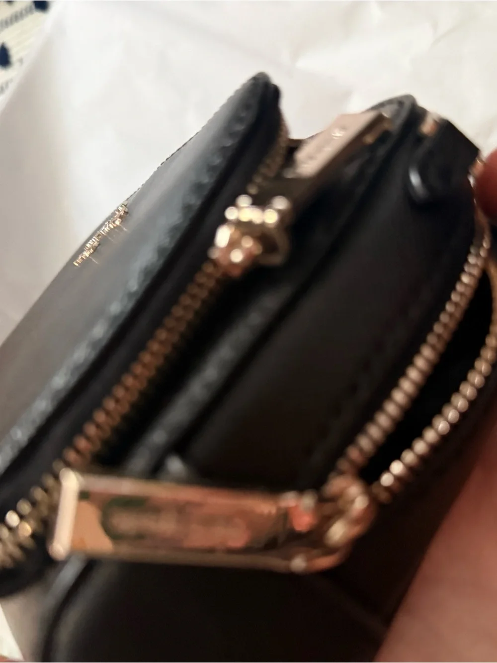 kate spade Black Saffiano cross body bag with Gold Logo